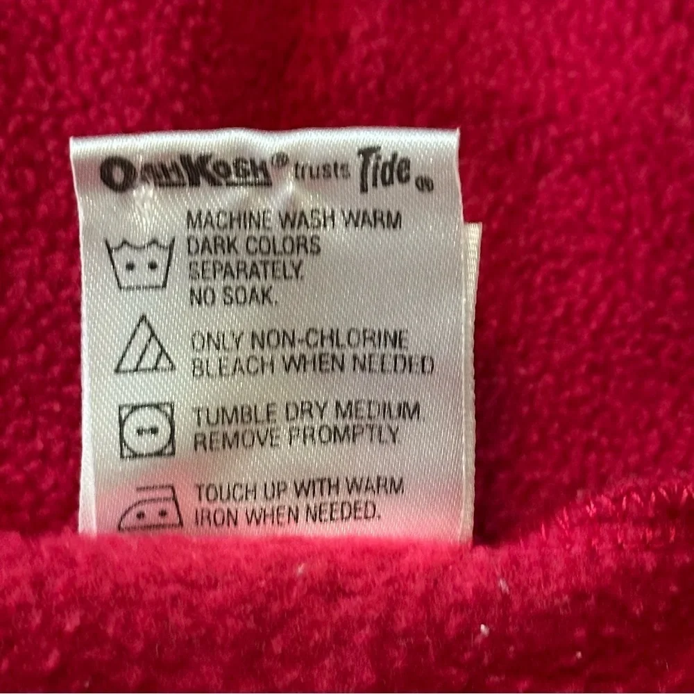 Oshkosh B’Gosh Vintage Girls Size 6 Red Fleece Rose Embroidered Button Up Jacket